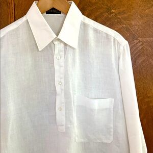 Tristan 100% linen popover 1/2 button long sleeve shirt Barcelona